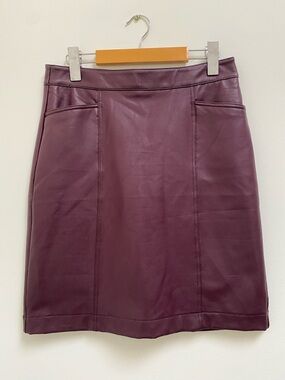Reitmans Faux Leather Pencil Skirt - Plum